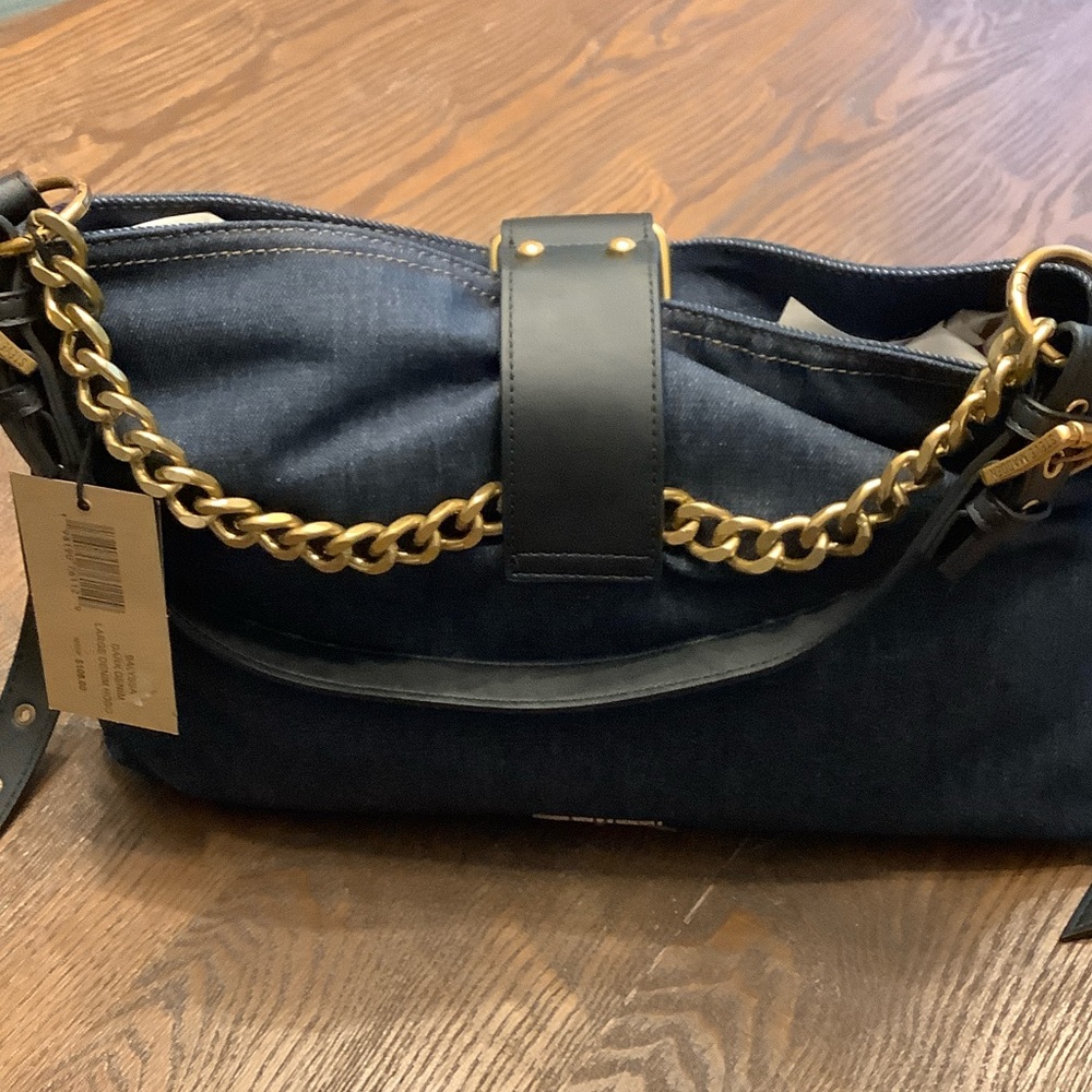 Steve Madden Navy Shoulder Bag with Gold Chain